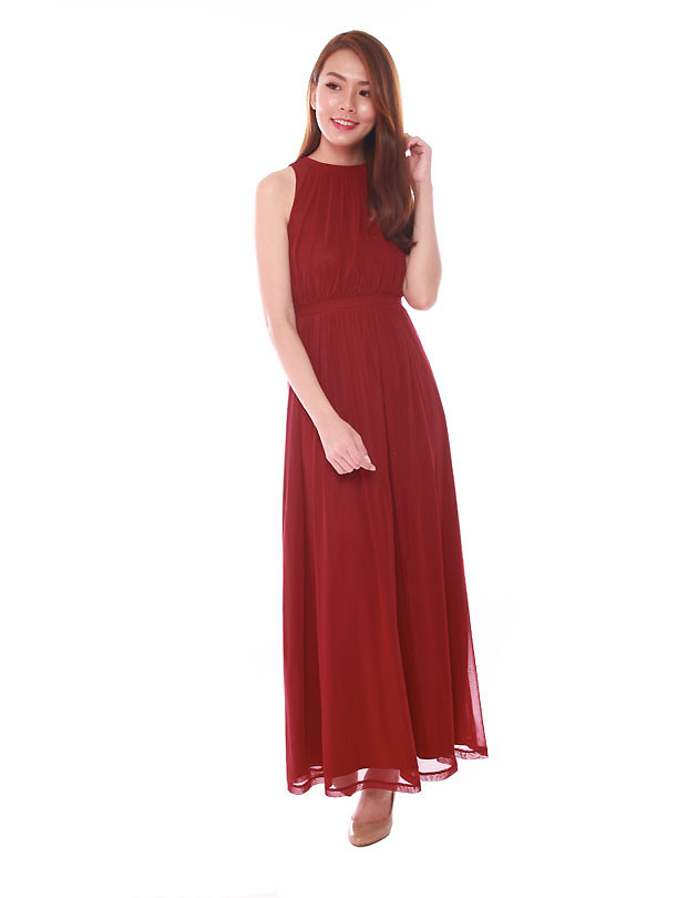 Paris Maxi Dress in Maroon